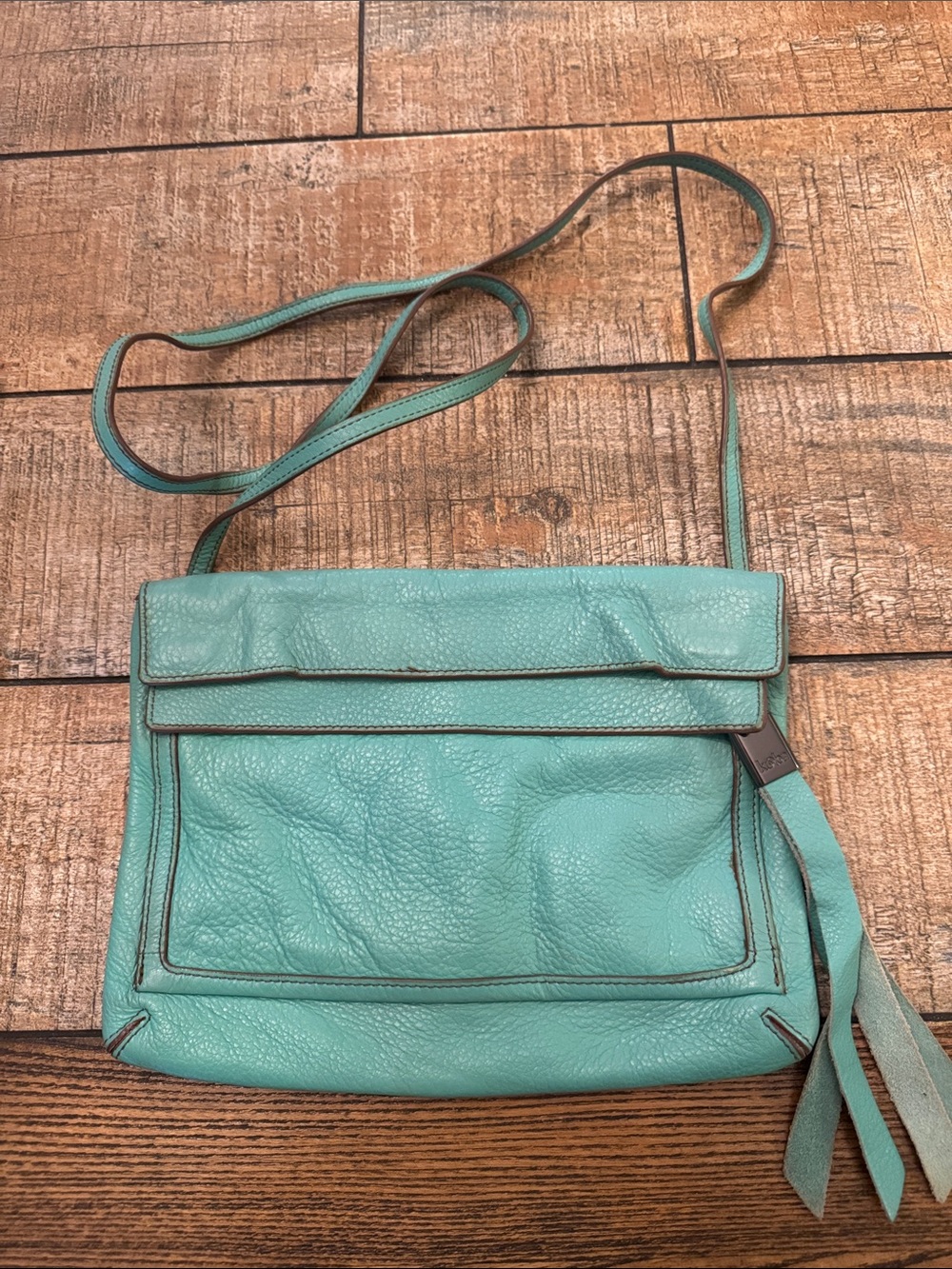 Kooba Mint Teal Leather Crossbody with Tassel